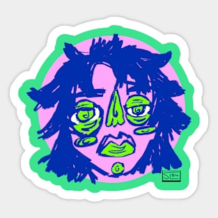 Pink sketchy face Sticker